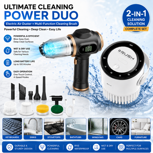 Black and White Cordless 2-in-1 Cleaning Kit  Vacuum cleaner(2 x 2000mAh) and Spin Scrubber Set（Includes three types of brush heads） for Home Car Kitchen Bathroom Cleaning