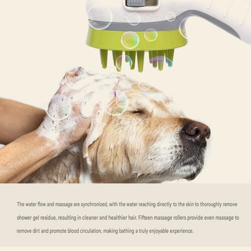 Orange Pet Bathing Shower Sprayer Brush with Water  Control Switch Control Dog Grooming Massage Shampoo Rinse Tool