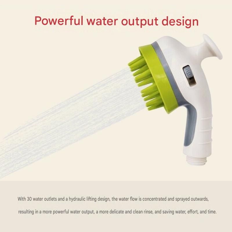 Orange Pet Bathing Shower Sprayer Brush with Water  Control Switch Control Dog Grooming Massage Shampoo Rinse Tool