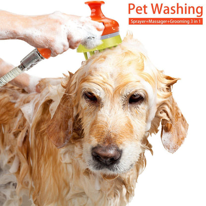 3-piece Pet Grooming Bathing Kit with 2 pack Grey Pet Drying Glove Towel and White Pet Shower Sprayer Brush Set - Coral Fleece Quick Dry Absorbent Cleaning Towel, Water Control Bath Tool for Dogs and Cats