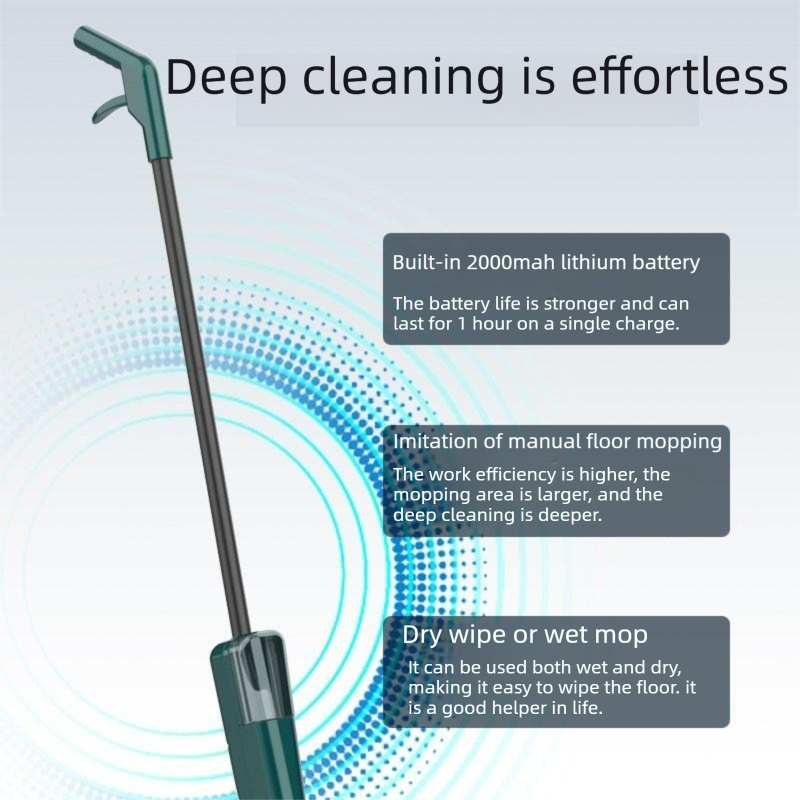 S5 White  Cordless Electric Spin Mop with Spray Function USB Rechargeable Floor Cleaner - Dual Rotating Mop Heads, Wet and Dry Cleaning, Lightweight Home Cleaning Solution for Hard Floors