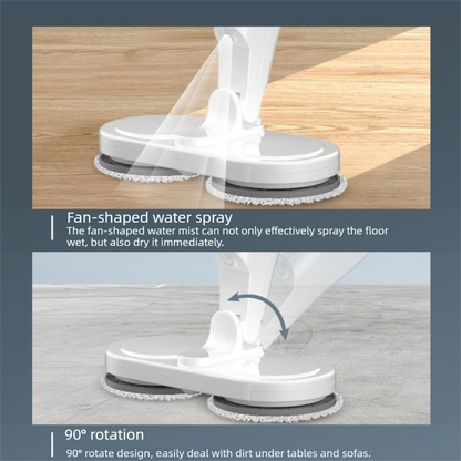 S5 White  Cordless Electric Spin Mop with Spray Function USB Rechargeable Floor Cleaner - Dual Rotating Mop Heads, Wet and Dry Cleaning, Lightweight Home Cleaning Solution for Hard Floors