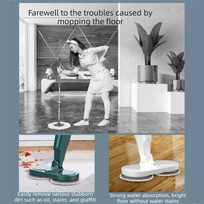 S5 Green  Cordless Electric Spin Mop with Spray Function USB Rechargeable Floor Cleaner - Dual Rotating Mop Heads, Wet and Dry Cleaning, Lightweight Home Cleaning Solution for Hard Floors