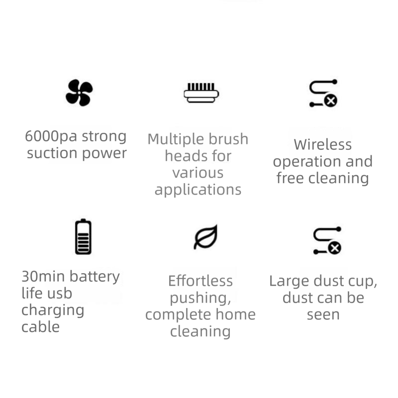 White Cordless Handheld Vacuum Cleaner with Extension Wand -  Wireless Home, Car and Pet Hair Vacuum, USB Rechargeable Lightweight Dust Mite Cleaner