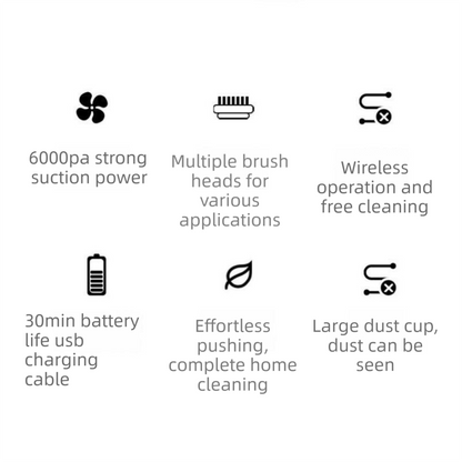 White Cordless Handheld Vacuum Cleaner with Extension Wand -  Wireless Home, Car and Pet Hair Vacuum, USB Rechargeable Lightweight Dust Mite Cleaner