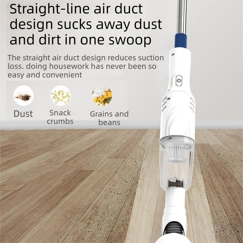 White Cordless Handheld Vacuum Cleaner with Extension Wand -  Wireless Home, Car and Pet Hair Vacuum, USB Rechargeable Lightweight Dust Mite Cleaner