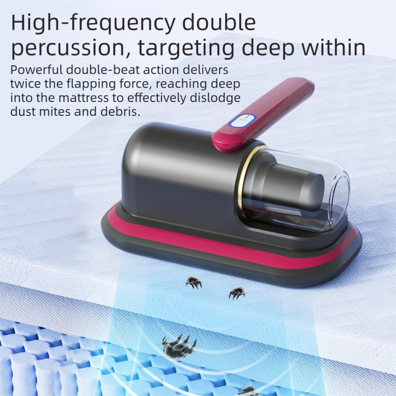 2-piece Home Cleaning  Bundle - Golden UV Mattress Mite Vacuum Cleaner & White Cordless Handheld Stick Vacuum Set, Wireless Rechargeable Home Car Pet Hair Cleaning Kit
