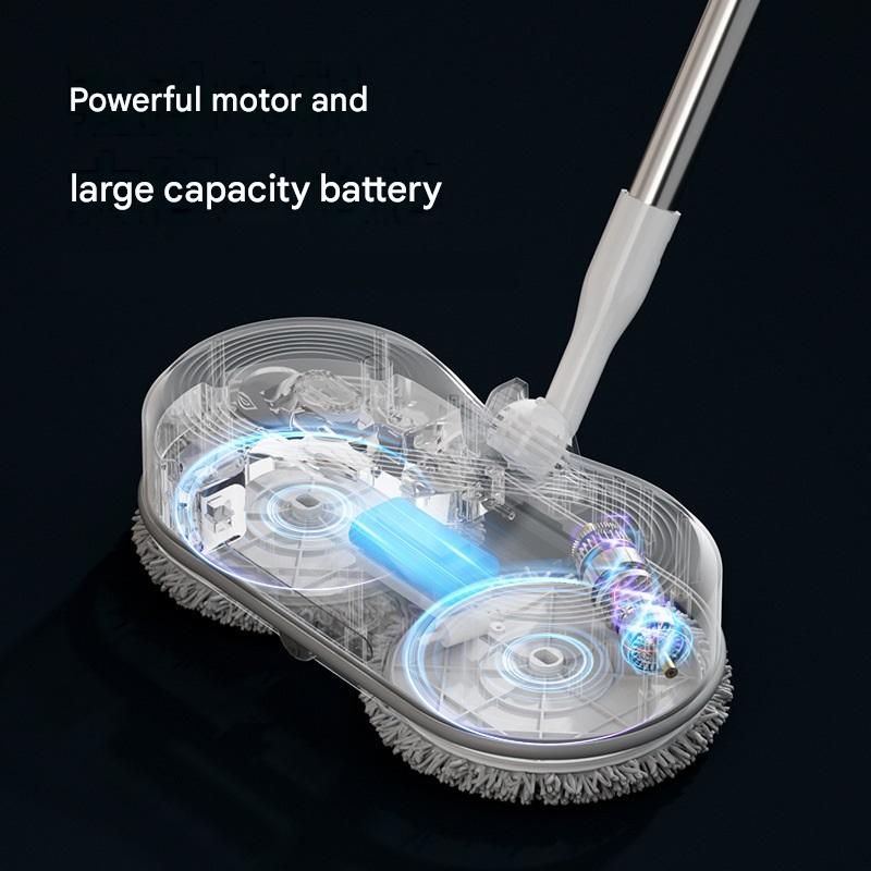 White Cordless Electric Spray Mop with LED Light Adjustable Handle Wireless Self-Propelled Floor Cleaner for Wooden flooring, tile flooring, concrete flooring