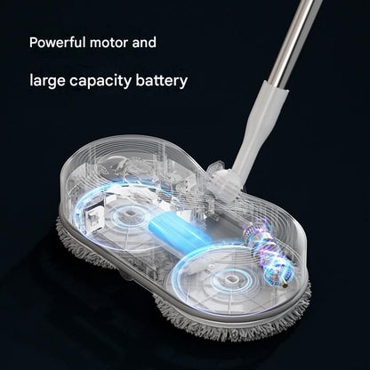 White Cordless Electric Spray Mop with LED Light Adjustable Handle Wireless Self-Propelled Floor Cleaner for Wooden flooring, tile flooring, concrete flooring