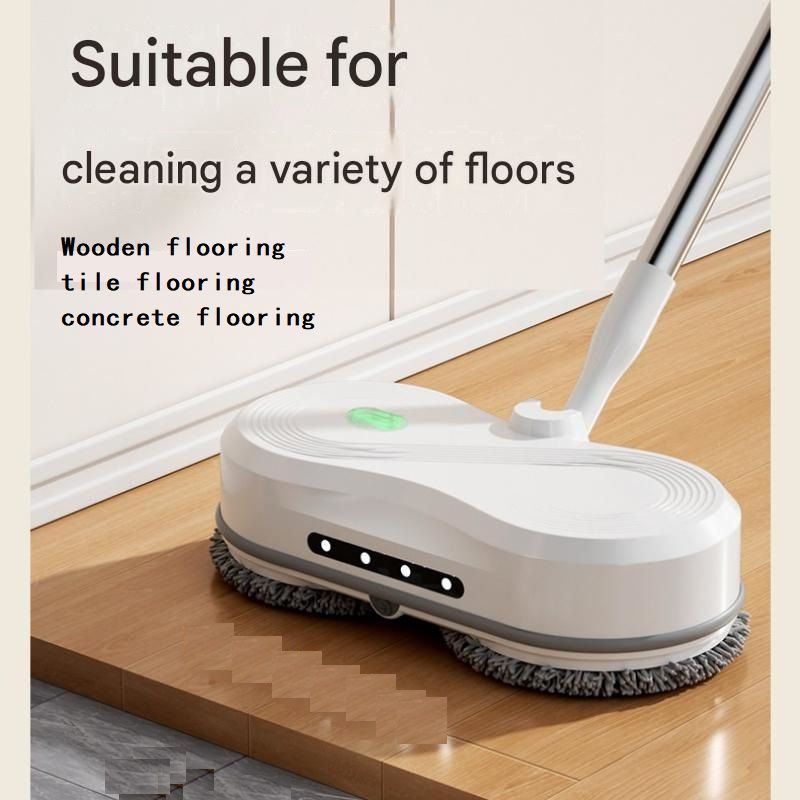 White Cordless Electric Spray Mop with LED Light Adjustable Handle Wireless Self-Propelled Floor Cleaner for Wooden flooring, tile flooring, concrete flooring