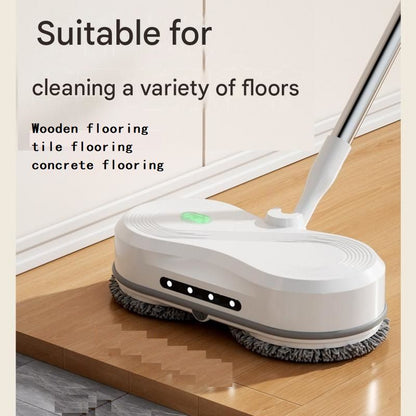 White Cordless Electric Spray Mop with LED Light Adjustable Handle Wireless Self-Propelled Floor Cleaner for Wooden flooring, tile flooring, concrete flooring
