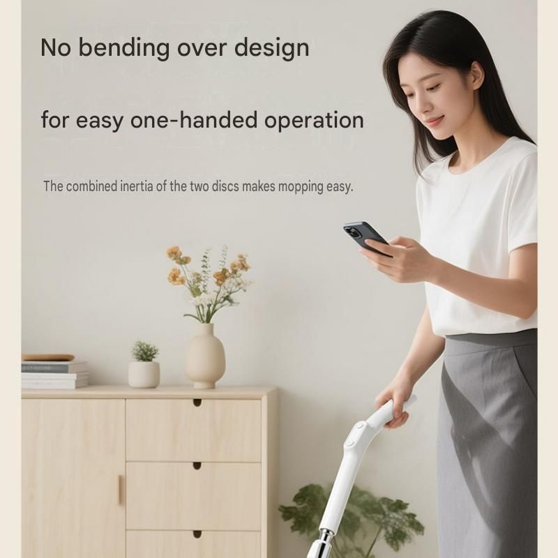 White Cordless Electric Spray Mop with LED Light Adjustable Handle Wireless Self-Propelled Floor Cleaner for Wooden flooring, tile flooring, concrete flooring