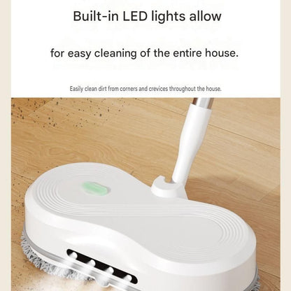 White Cordless Electric Spray Mop with LED Light Adjustable Handle Wireless Self-Propelled Floor Cleaner for Wooden flooring, tile flooring, concrete flooring