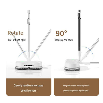 White Cordless Electric Spray Mop with LED Light Adjustable Handle Wireless Self-Propelled Floor Cleaner for Wooden flooring, tile flooring, concrete flooring