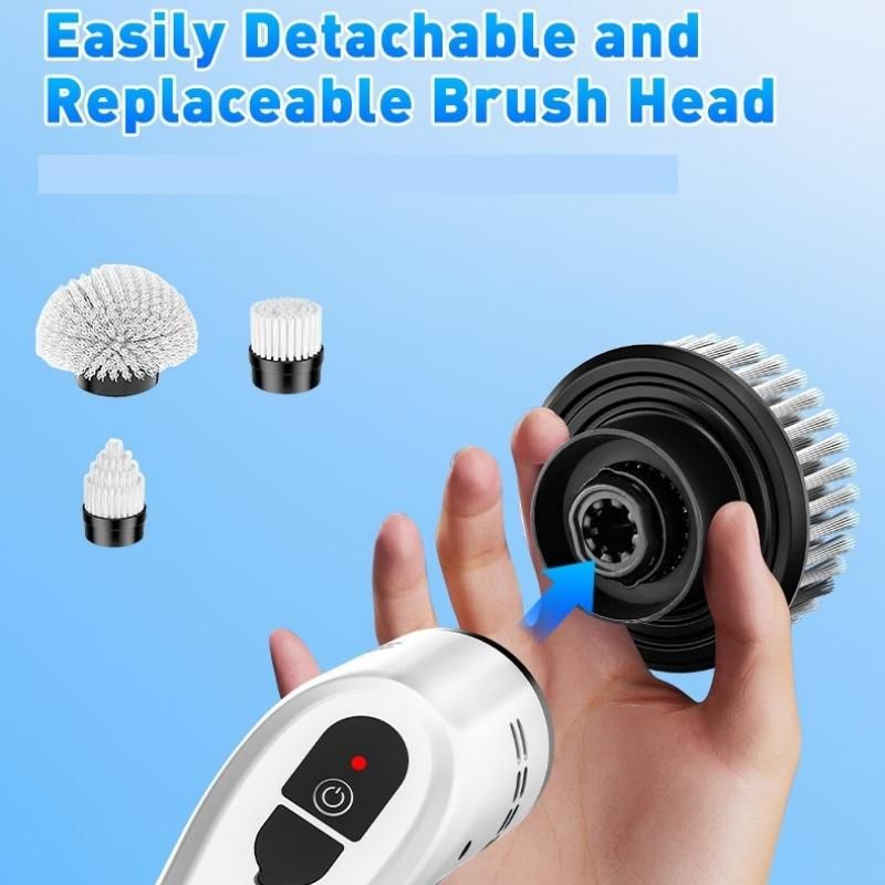 Black 9 piece replaceable cleaning brush heads Electric Spin Scrubber with Extendable Handle - Cordless Rechargeable Cleaning Brush for Kitchen, Bathroom and Floors - IPX6 Waterproof, 2-Speed Motor, Long Battery Life