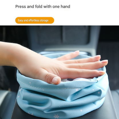 Black Car Trash Can - Foldable Dual-Layer Waterproof Car Garbage Bin , Space-Saving, Easy Clean, Portable Storage for Vehicle Interior, Durable Faux Leather Material
