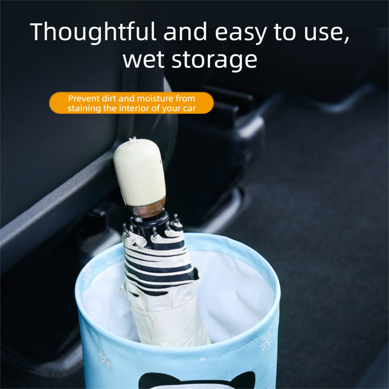 Black Car Trash Can - Foldable Dual-Layer Waterproof Car Garbage Bin , Space-Saving, Easy Clean, Portable Storage for Vehicle Interior, Durable Faux Leather Material