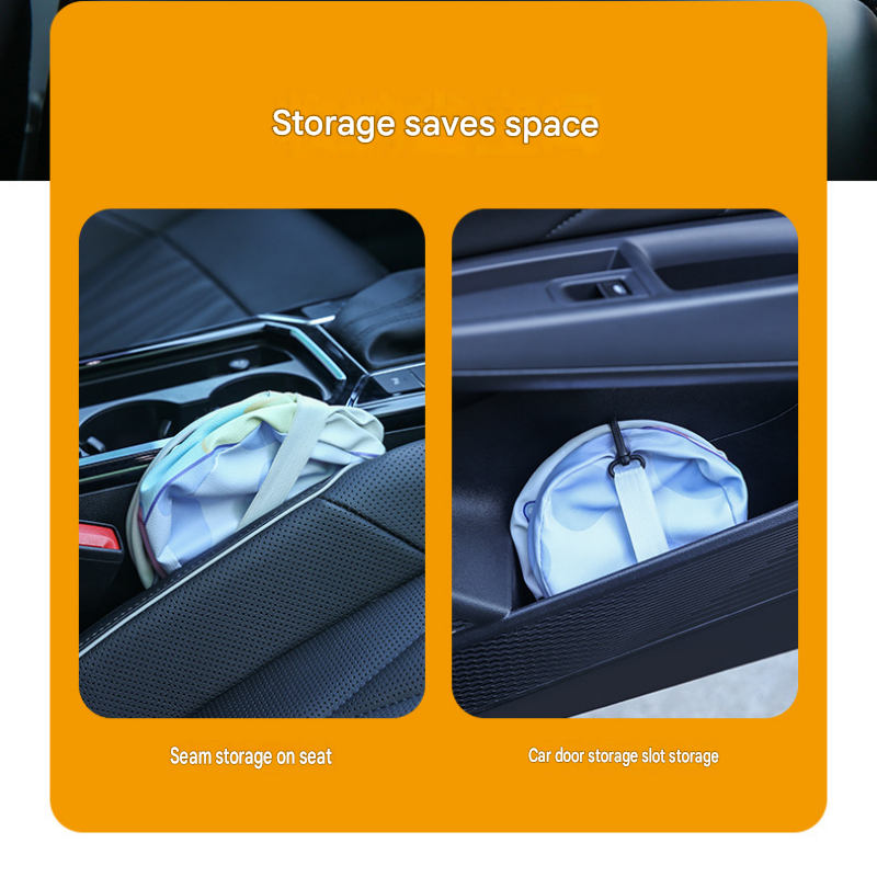 Space rabbit pattern Car Trash Can - Foldable Dual-Layer Waterproof Car Garbage Bin , Space-Saving, Easy Clean, Portable Storage for Vehicle Interior, Durable Faux Leather Material
