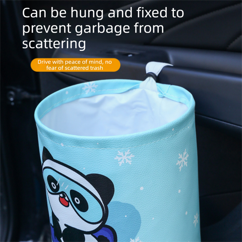 Space rabbit pattern Car Trash Can - Foldable Dual-Layer Waterproof Car Garbage Bin , Space-Saving, Easy Clean, Portable Storage for Vehicle Interior, Durable Faux Leather Material