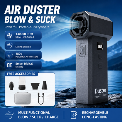 Black  High-speed Handheld Turbo Vacuum and Blower set– ABS Portable Multifunction Duster – 130000 RPM, 8000Pa Suction, 180g Air Pressure, Quick Charge, Multi-Scenario Cleaning for Home, Car, Electronics