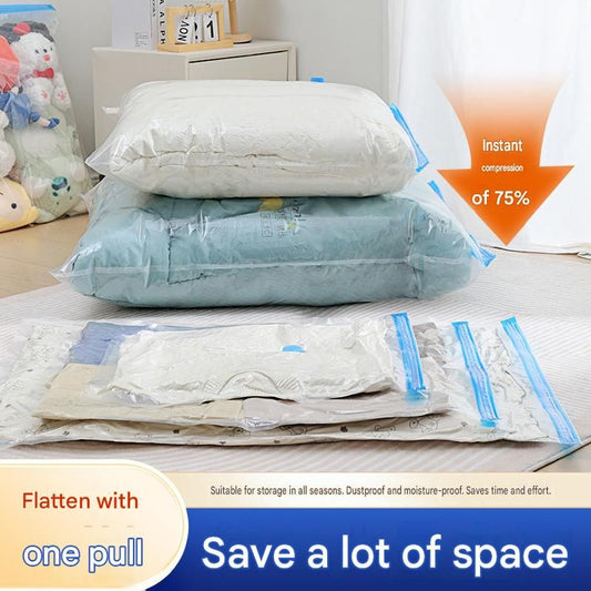 8-piece Vacuum Storage Bags Set(2 small, 2 medium, 2 large, 1 extra large, 1 hand pump)- Heavy Duty Space Saving Compression Bags for Clothes Quilts Bedding Moisture Proof Wardrobe Organisation Travel Storage Reusable Durable Seal
