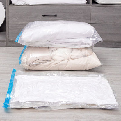 11-piece Vacuum Storage Bags Set(2 small, 2 medium, 3 large, 3 extra large, 1 hand pump)- Heavy Duty Space Saving Compression Bags for Clothes Quilts Bedding Moisture Proof Wardrobe Organisation Travel Storage Reusable Durable Seal
