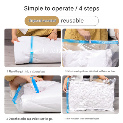 12-piece Vacuum Storage Bags Set(4 medium, 4 large, 3 extra large, 1 hand pump)- Heavy Duty Space Saving Compression Bags for Clothes Quilts Bedding Moisture Proof Wardrobe Organisation Travel Storage Reusable Durable Seal