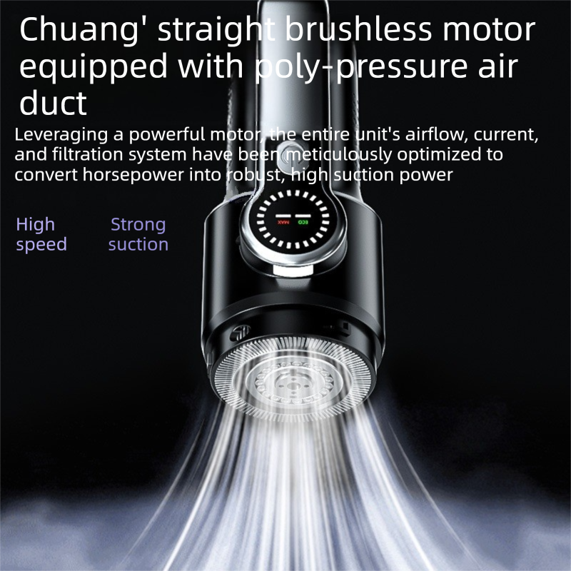 Black and Grey Cordless Handheld Vacuum Cleaner 17000Pa High Suction Portable Rechargeable 5 in 1 Car Home Cleaning Device Multi Function Dust Removal Tool Lightweight Easy Clean ECO MAX Modes