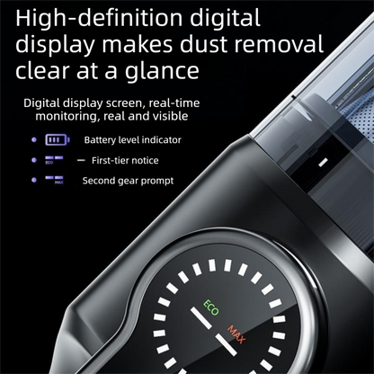Black and Grey Cordless Handheld Vacuum Cleaner 17000Pa High Suction Portable Rechargeable 5 in 1 Car Home Cleaning Device Multi Function Dust Removal Tool Lightweight Easy Clean ECO MAX Modes