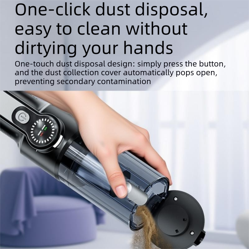 Black and Grey Cordless Handheld Vacuum Cleaner 17000Pa High Suction Portable Rechargeable 5 in 1 Car Home Cleaning Device Multi Function Dust Removal Tool Lightweight Easy Clean ECO MAX Modes