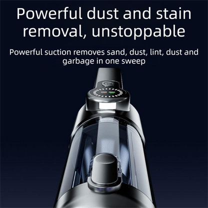 Silver and Orange Cordless Handheld Vacuum Cleaner 17000Pa High Suction Portable Rechargeable 5 in 1 Car Home Cleaning Device Multi Function Dust Removal Tool Lightweight Easy Clean ECO MAX Modes