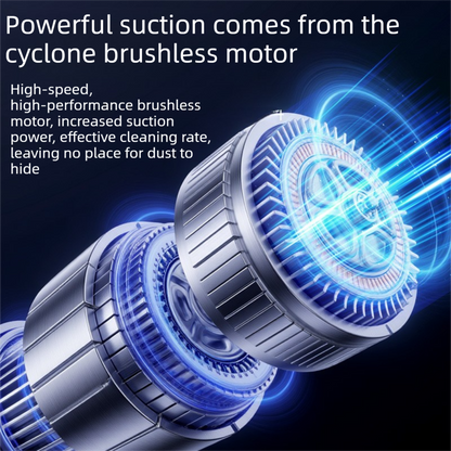 Silver and Orange Cordless Handheld Vacuum Cleaner 17000Pa High Suction Portable Rechargeable 5 in 1 Car Home Cleaning Device Multi Function Dust Removal Tool Lightweight Easy Clean ECO MAX Modes