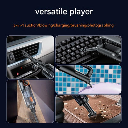 Silver and Orange Cordless Handheld Vacuum Cleaner 17000Pa High Suction Portable Rechargeable 5 in 1 Car Home Cleaning Device Multi Function Dust Removal Tool Lightweight Easy Clean ECO MAX Modes