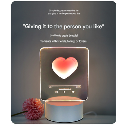 Pink Heart Design Creative Acrylic LED Night Light - Warm White Ambient Table Lamp, Decorative Desktop Mood Light, Cartoon and Creative Display Design, Compact Gift for Bedroom Living Room Office