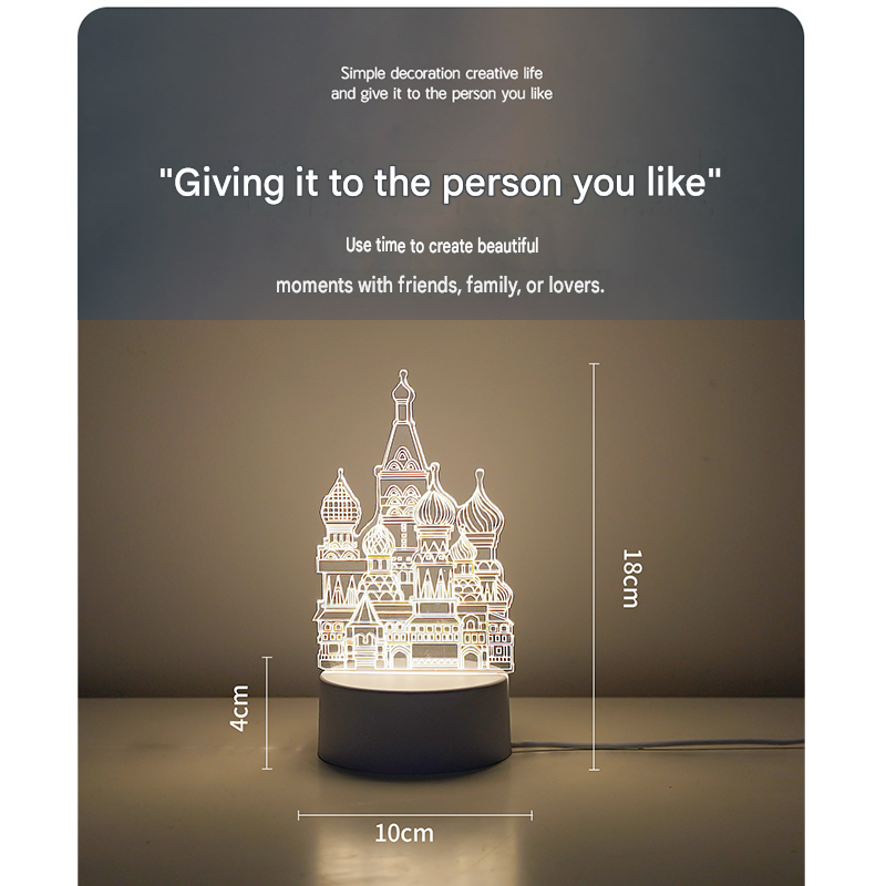 Castle Style Creative Acrylic LED Night Light - Warm White Ambient Table Lamp, Decorative Desktop Mood Light, Cartoon and Creative Display Design, Compact Gift for Bedroom Living Room Office