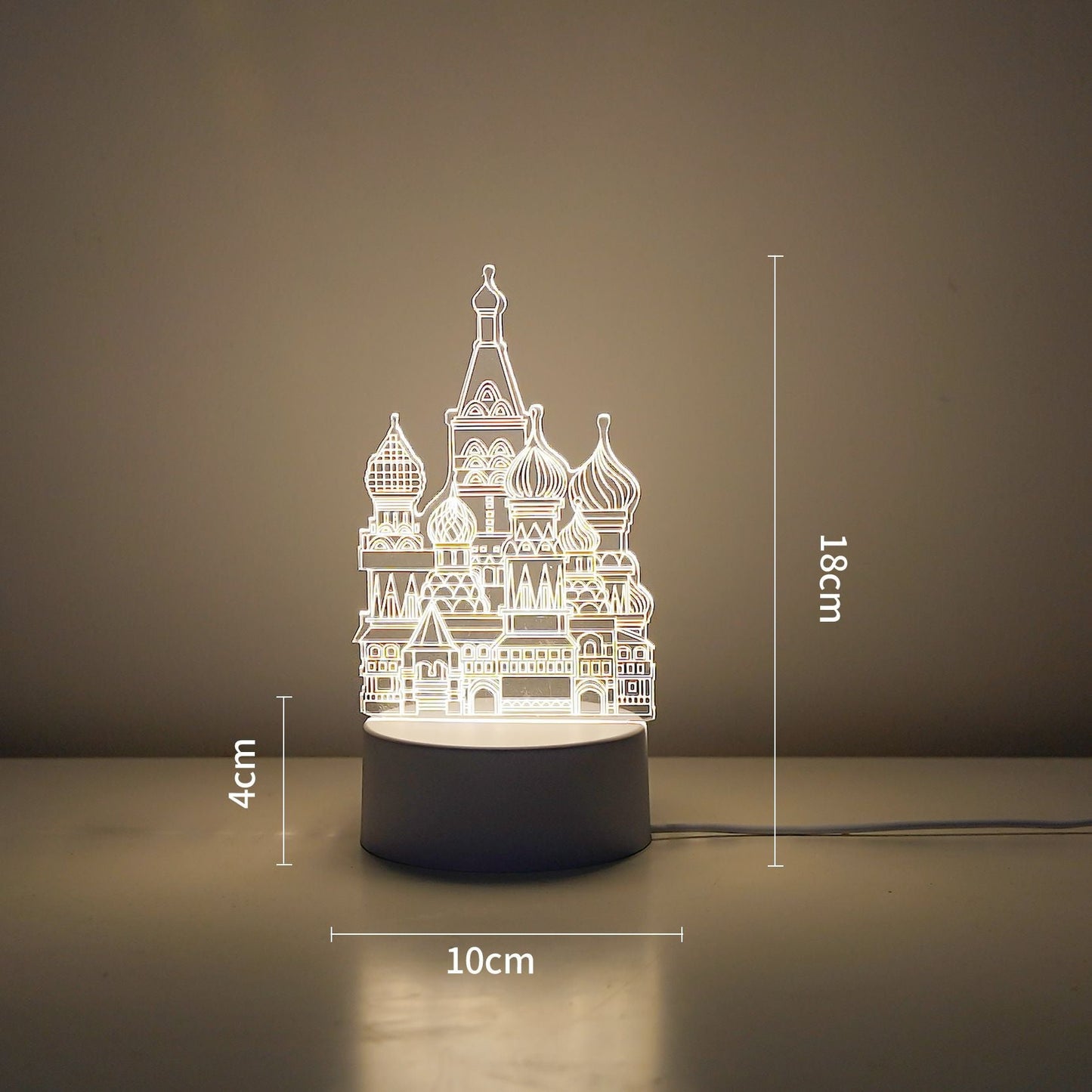 Castle Style Creative Acrylic LED Night Light - Warm White Ambient Table Lamp, Decorative Desktop Mood Light, Cartoon and Creative Display Design, Compact Gift for Bedroom Living Room Office