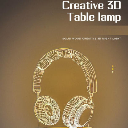 Headphone version Creative Acrylic LED Night Light - Warm White Ambient Table Lamp, Decorative Desktop Mood Light, Cartoon and Creative Display Design, Compact Gift for Bedroom Living Room Office