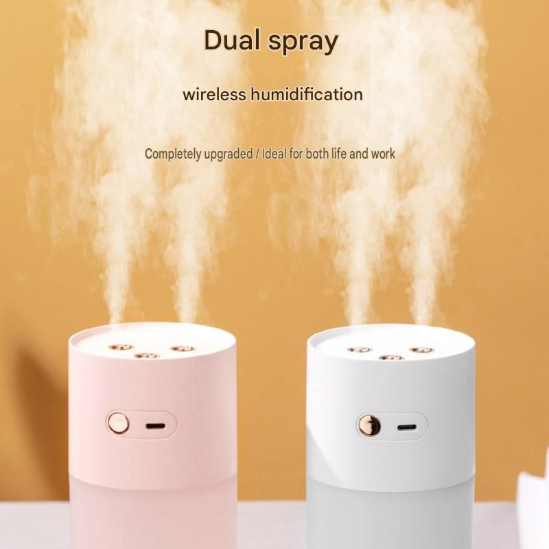Creative Romantic Home Gift Set - Pink Dual Spray USB Humidifier with  Warm LED Night Light and White Acrylic Decorative Ambient Lamp, Portable Lamp and Car Humidifier Bundle for Bedroom Office Living Room