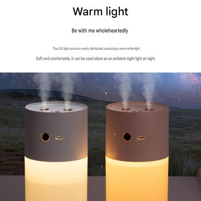 Creative Romantic Home Gift Set - Pink Dual Spray USB Humidifier with  Warm LED Night Light and White Acrylic Decorative Ambient Lamp, Portable Lamp and Car Humidifier Bundle for Bedroom Office Living Room