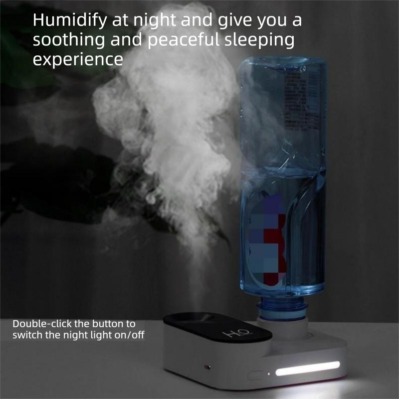 White Mini Camera Humidifier, USB Rechargeable Portable Water Bottle Humidifier with LED Night Light, Wireless Desktop Mist Maker for Office, Bedroom, Travel & Car