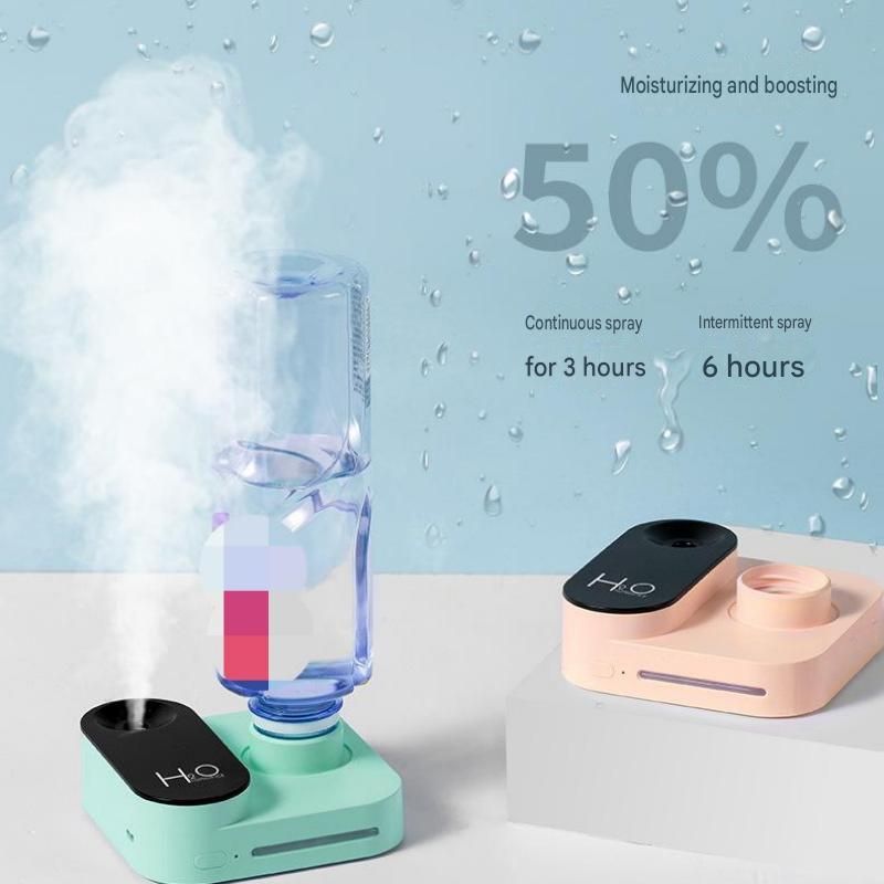 Green Mini Camera Humidifier, USB Rechargeable Portable Water Bottle Humidifier with LED Night Light, Wireless Desktop Mist Maker for Office, Bedroom, Travel & Car