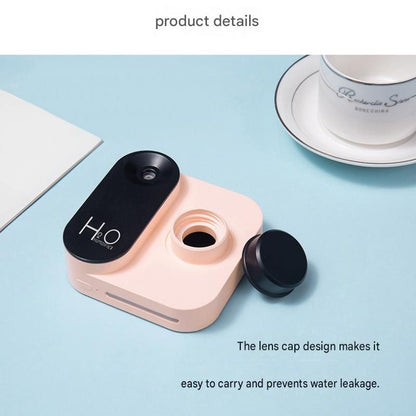 Green Mini Camera Humidifier, USB Rechargeable Portable Water Bottle Humidifier with LED Night Light, Wireless Desktop Mist Maker for Office, Bedroom, Travel & Car