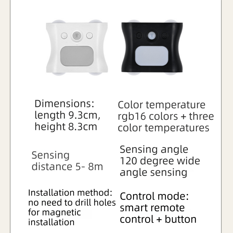 3PCS Smart Home Atmosphere Set â€“ White USB Rechargeable Camera Humidifier & 2pcs White RGB Motion Sensor Wall Light, Magnetic Wireless Night Lamp with Remote Control for Bedroom, Living Room & Office