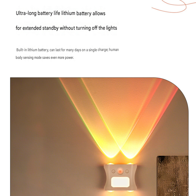 3PCS Smart Home Atmosphere Set â€“ White USB Rechargeable Camera Humidifier & 2pcs White RGB Motion Sensor Wall Light, Magnetic Wireless Night Lamp with Remote Control for Bedroom, Living Room & Office