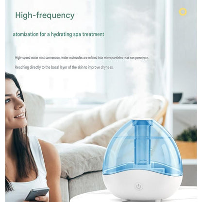 Blue 1.5L Ultrasonic Humidifier with 360Â° Rotating Mist Nozzle, Quiet Aroma Diffuser & 7-Color Night Light, ABS Desktop Air Moisturizer for Bedroom, Office & Home