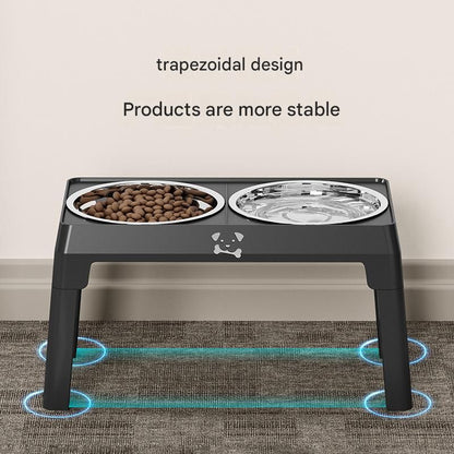 Grey Adjustable Elevated Dog Bowl Stand with Stainless Steel Double Bowls, Foldable Raised Pet Feeding Station for Medium & Large Dogs, Anti-Slip Height Adjustable Food and Water Feeder