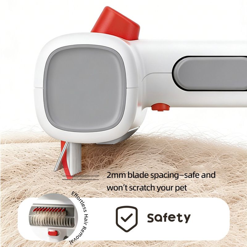 Pet Care Bundle Set â€“ Grey Adjustable Elevated Double Dog Bowl & White and Grey 2-in-1 Self-Cleaning Pet Grooming Comb, Stainless Steel Feeding Station and Deshedding Brush for Dogs & Cats