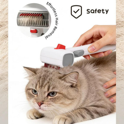 Pet Care Bundle Set â€“ Black Adjustable Elevated Double Dog Bowl & White and Grey 2-in-1 Self-Cleaning Pet Grooming Comb, Stainless Steel Feeding Station and Deshedding Brush for Dogs & Cats