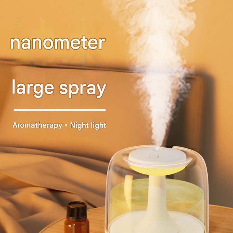 Black 650ML USB Mini Humidifier with Aromatherapy Function, Cool Mist Air Humidifier for Bedroom, Home Office, Quiet Large Mist Output Diffuser with Night Light