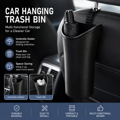 Car Umbrella Storage Bucketâ€”a hanging storage container that is convenient to use; suitable for seatbacks or car doors, it is compact, practical, and doubles as a trash bin.